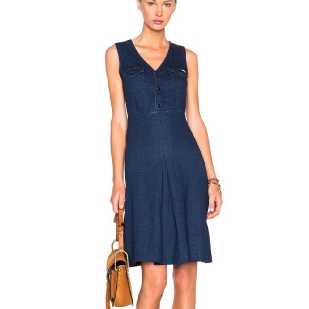 MOTHER The Bookworm Lightweight Sleeveless Denim Chambray Dress Small RARE